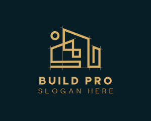 Home Builder Blueprint Architecture Logo