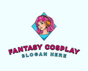 Cosplay - Gaming Woman Streamer logo design