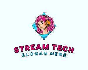 Streamer - Gaming Woman Streamer logo design