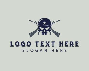 Army - Skull Army Rifle logo design