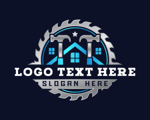 Hammer Saw Construction Builder Logo