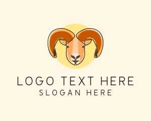 Zodiac - Ram Head Monoline logo design