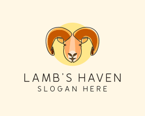 Lamb - Ram Head Monoline logo design