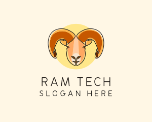 Ram - Ram Head Monoline logo design