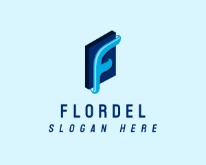 Blue Book Letter F  logo design