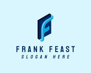 Blue Book Letter F  logo design