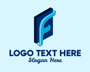 Bookshop - Blue Book Letter F logo design