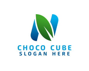 Natural Product - Eco Friendly Letter N Leaf logo design