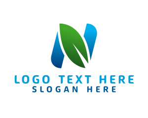 Biology - Eco Friendly Letter N Leaf logo design