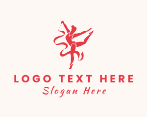 Silhouette - Woman Gymnastics Ribbon logo design