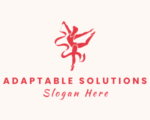 Flexible - Woman Gymnastics Ribbon logo design