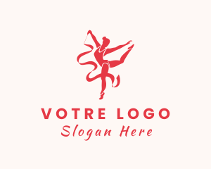 Aerobic - Woman Gymnastics Ribbon logo design