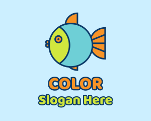 Colorful Round Fish  Logo