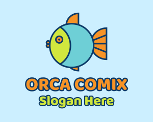 Colorful Round Fish  Logo