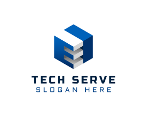 Server - Tech Data Server Letter E logo design