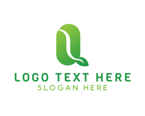 Initial - Green O Leaf logo design