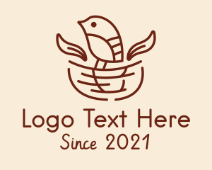 Nesting - Brown Bird Nest logo design