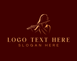 Flute - Female Flute Musician logo design