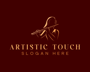 Female Flute Musician logo design