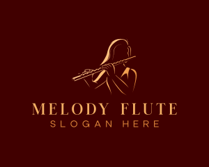 Female Flute Musician logo design