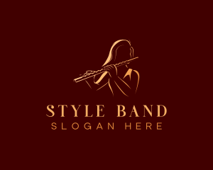 Female Flute Musician logo design