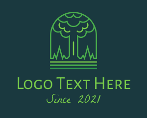 Monoline - Green Minimalist Tree logo design