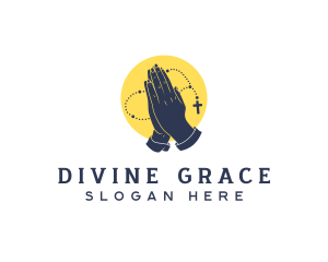 Theology - Religious Hand Rosary logo design