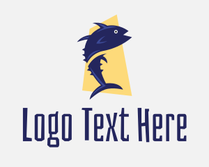 Fisherman - Blue Tuna Fish logo design