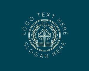 Leaves - Cross Holy Bible logo design