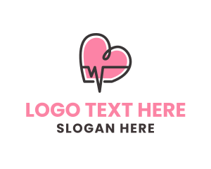 Heart - Pink Lifeline Heartbeat logo design