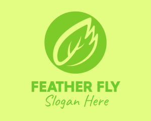 Green Leaf Feather logo design