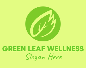 Green Leaf Feather logo design