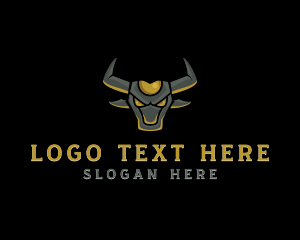 Bison - Angry Bison Horns logo design