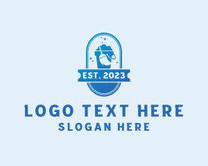 Clean - Bucket Mop Cleaning logo design