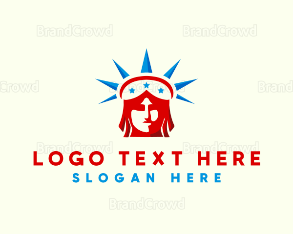 Patriotic Statue Of Liberty USA Logo
