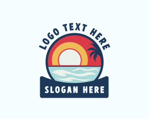 Palm Tree - Tropical Beach Surfing logo design