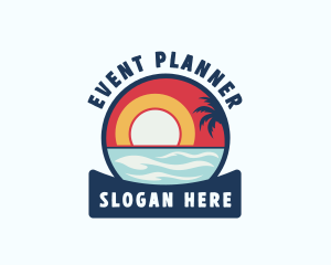 Tropical Beach Surfing Logo