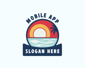 Tropical Beach Surfing Logo