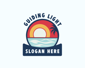 Tropical Beach Surfing logo design