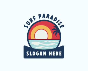 Tropical Beach Surfing logo design