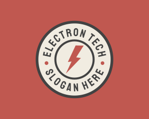 Electron - Retro Thunderbolt Badge logo design