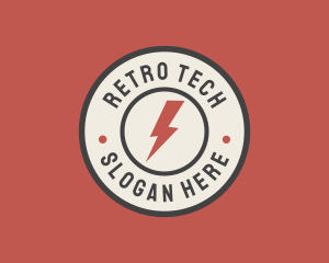 Retro Thunderbolt Badge logo design