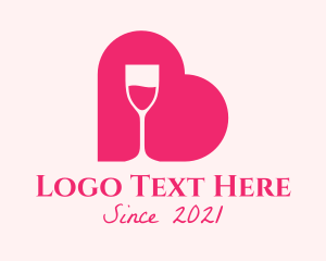 Wine - Heart Wine Glass logo design
