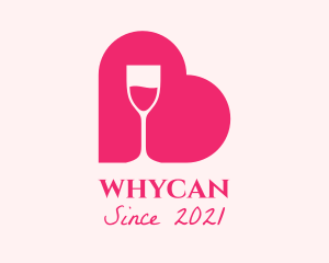 Romantic - Heart Wine Glass logo design