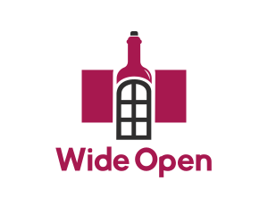 Open - Wine Bottle Window logo design