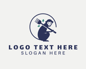 Vegan Restaurant - Leaf Monkey Fork logo design