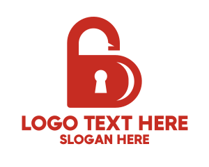 Secure - Heart Lock Letter B logo design