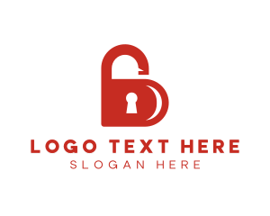 Secure - Heart Lock Letter B logo design