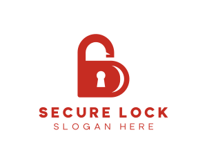 Locked - Heart Lock Letter B logo design