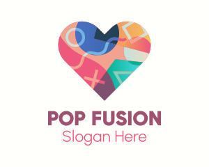 Pop - Colorful Pop Heart logo design